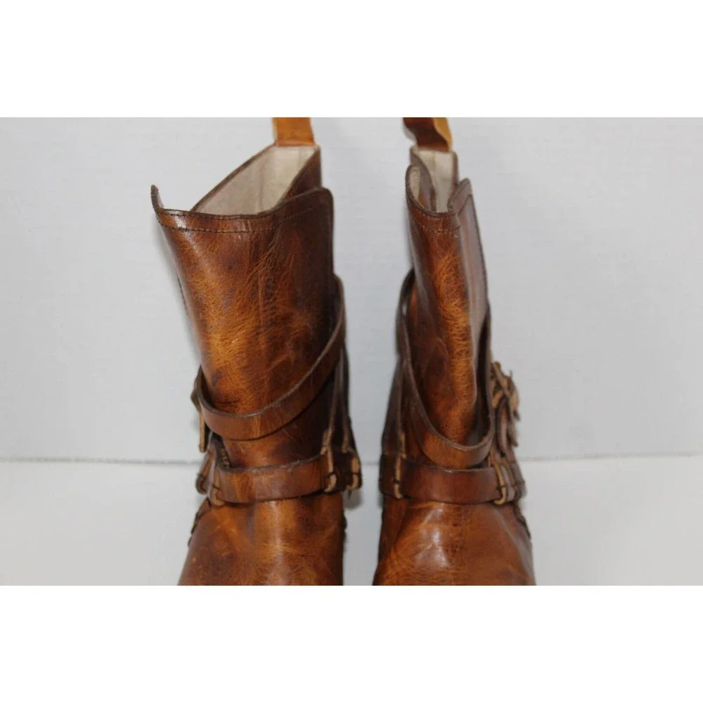 Free Bird Saint Leather Ankle Bootie Cognac Burnished Brown Boots Size 7 H13913 - Picture 8 of 12